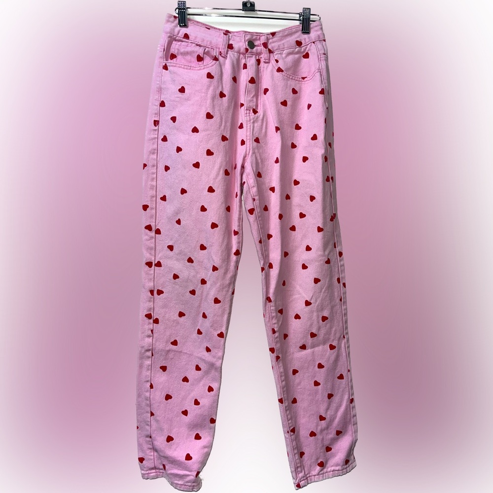 SHEIN Valentine Red Heart Jeans 🌵Small